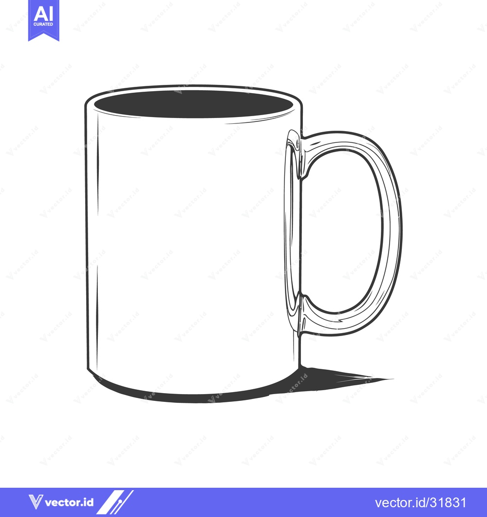 Premium Vector dari An illustration featuring a plain ceramic mug with a handle