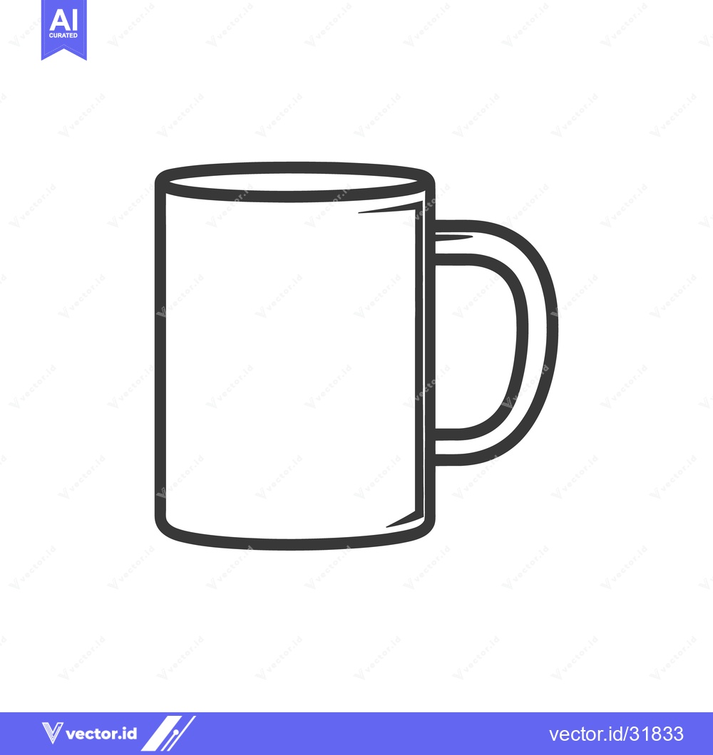 Premium Vector of An isolated black and white graphic representation of a ceramic mug