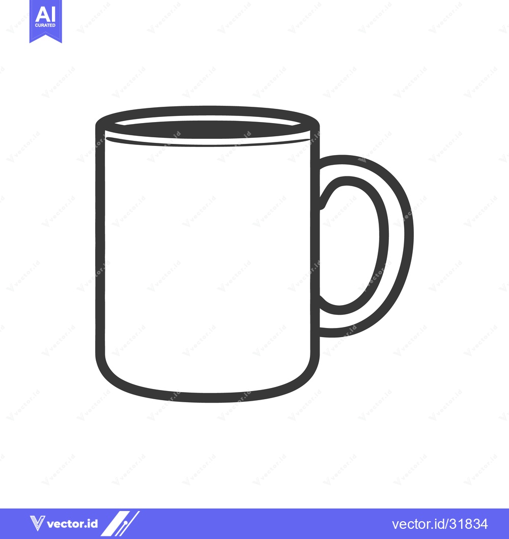 Premium Vector of A simple black and white illustration of a ceramic coffee mug