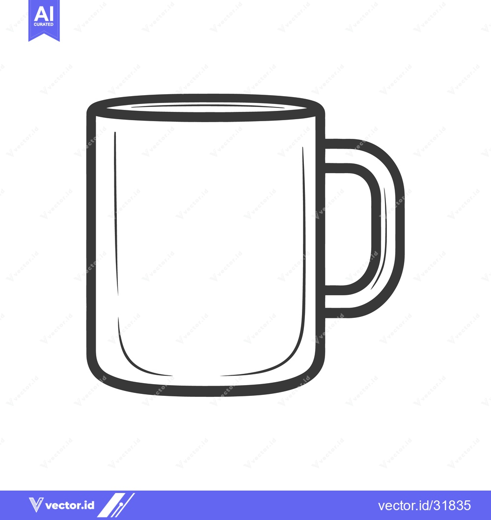 Premium Vector dari A simple black and white line drawing of a ceramic mug