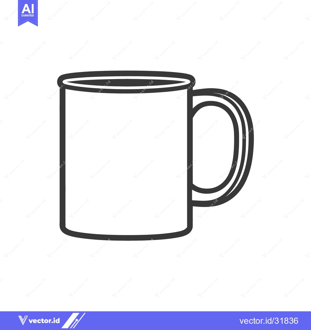 Premium Vector dari A simple black and white line drawing of a coffee mug