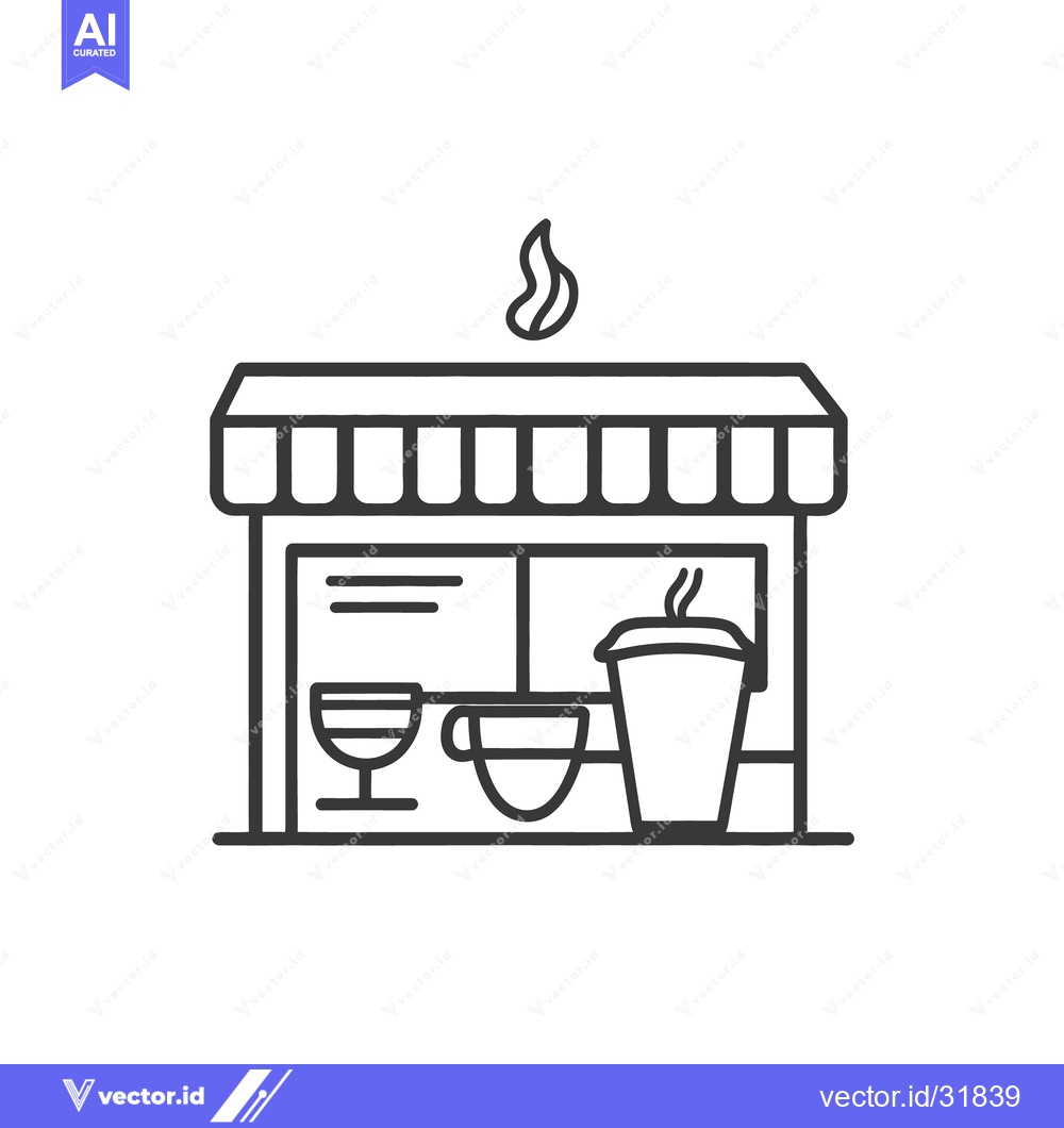 Premium Vector dari A line art illustration of a coffee shop with beverages