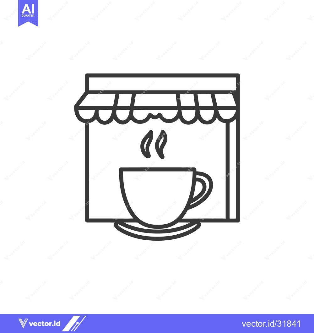 Premium Vector of A steaming coffee cup displayed in a storefront illustration