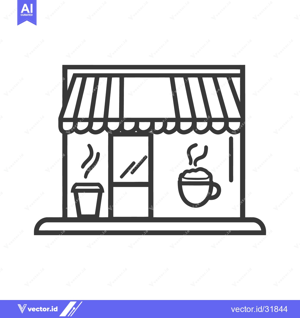 Premium Vector dari A simple black line drawing illustration of a coffee shop