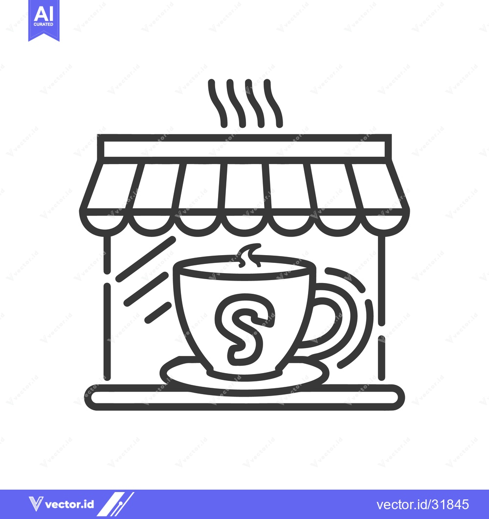 Premium Vector dari A steaming cup of coffee sitting under a cafe awning