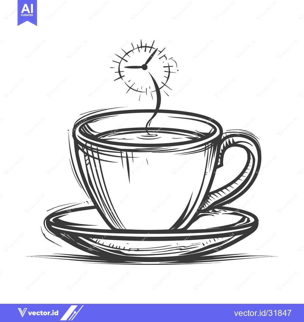 Premium Vector dari A Sketchy Image Depicts Tea Time Symbolized With Clock Elements