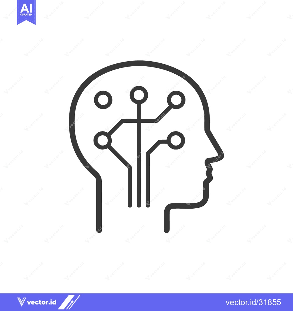 Premium Vector dari AI Mind: Human Head Outline with Circuit Board Brain Concept