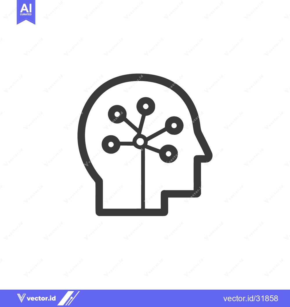 Premium Vector dari Mind Map: Human Head with Connected Dots, Brain Network Concept