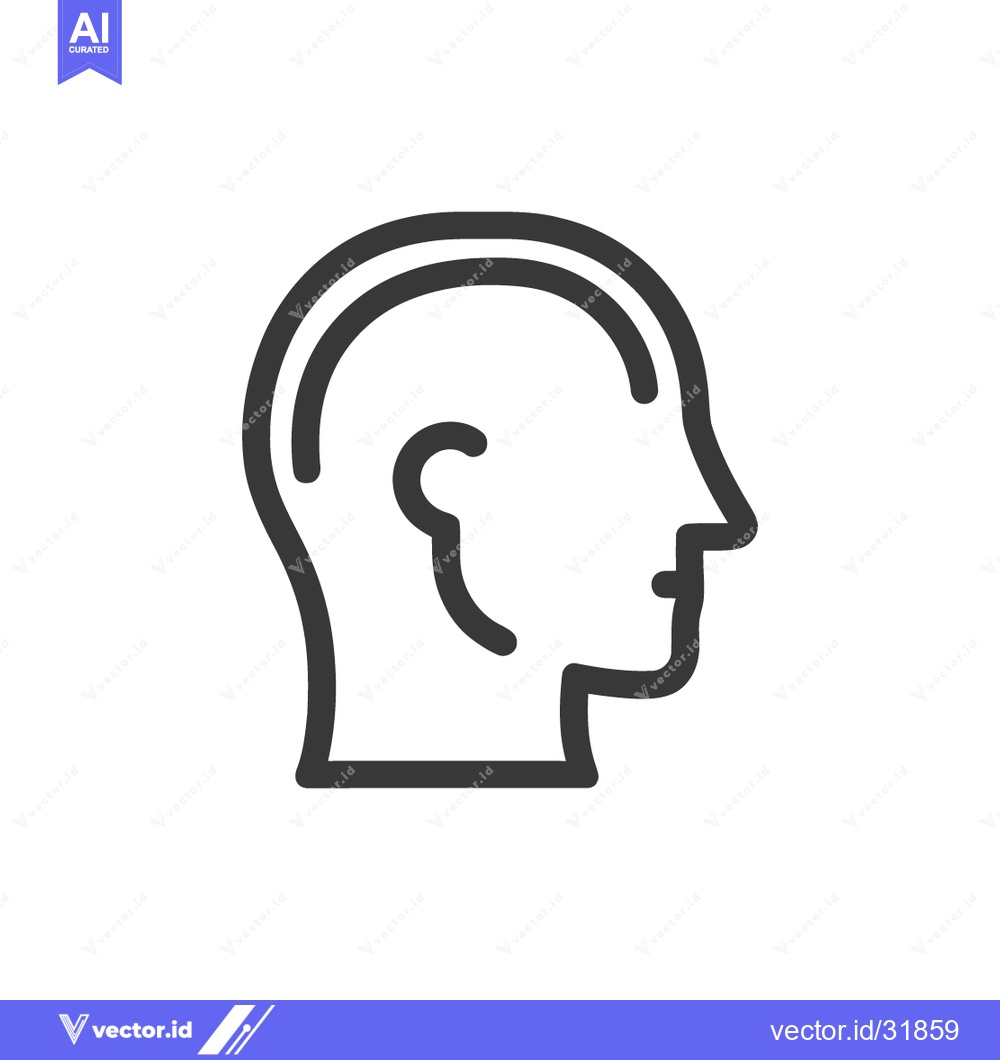 Premium Vector of Minimalist Head Profile Icon: Human Thought Process, Mental Health Sym