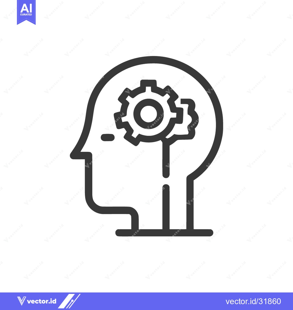 Premium Vector dari Mind Gears: Abstract Head Profile with Cogwheel Mechanism, Thinking Pr