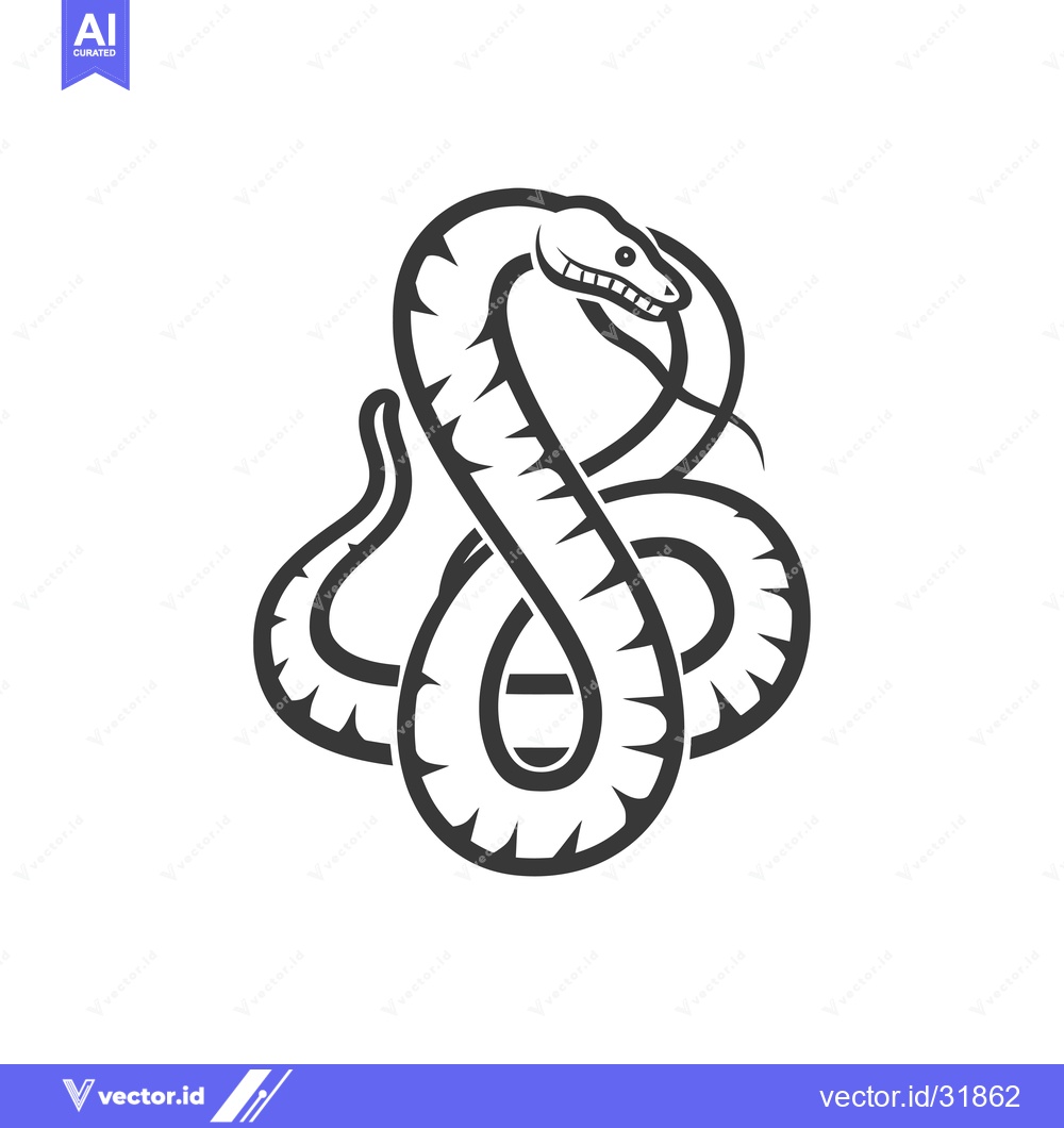 Premium Vector of Coiled Snake with Spiky Scales and Open Mouth