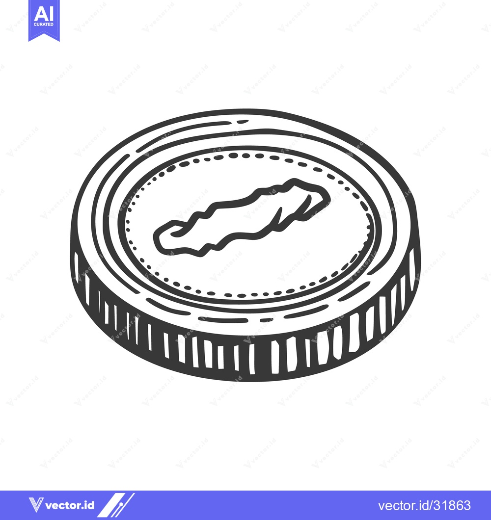 Premium Vector of A stylized coin image depicting a unique and aged design element