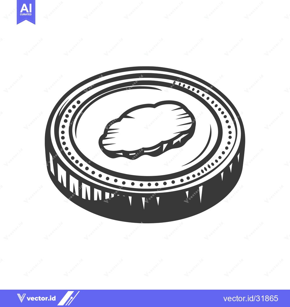 Premium Vector dari A single detailed rendering of a coin with a unique design