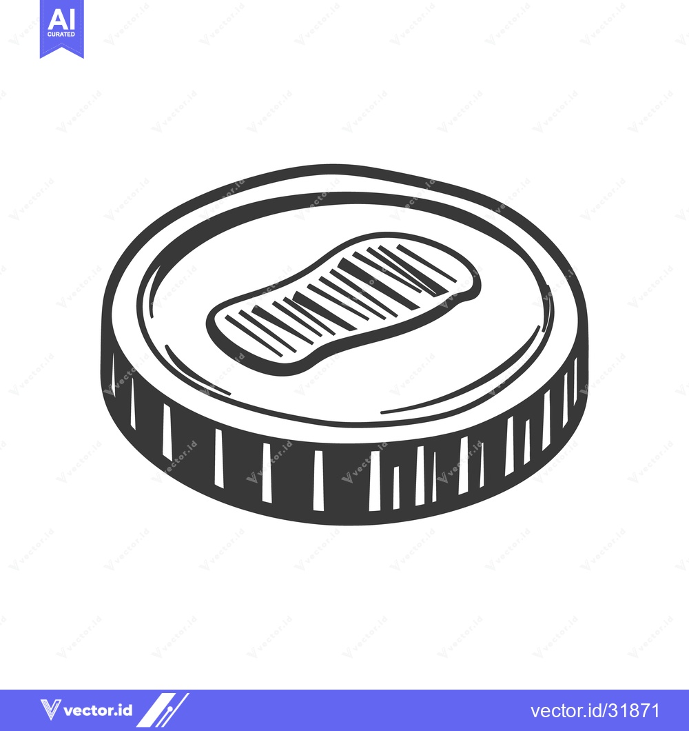 Premium Vector of A detailed hand drawn illustration of a coin with design elements