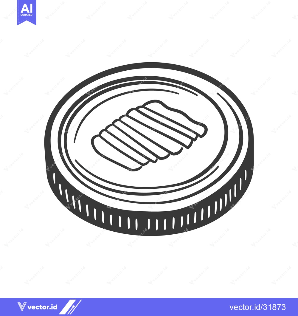 Premium Vector dari A detailed line drawing depicting a coin with textured garnish