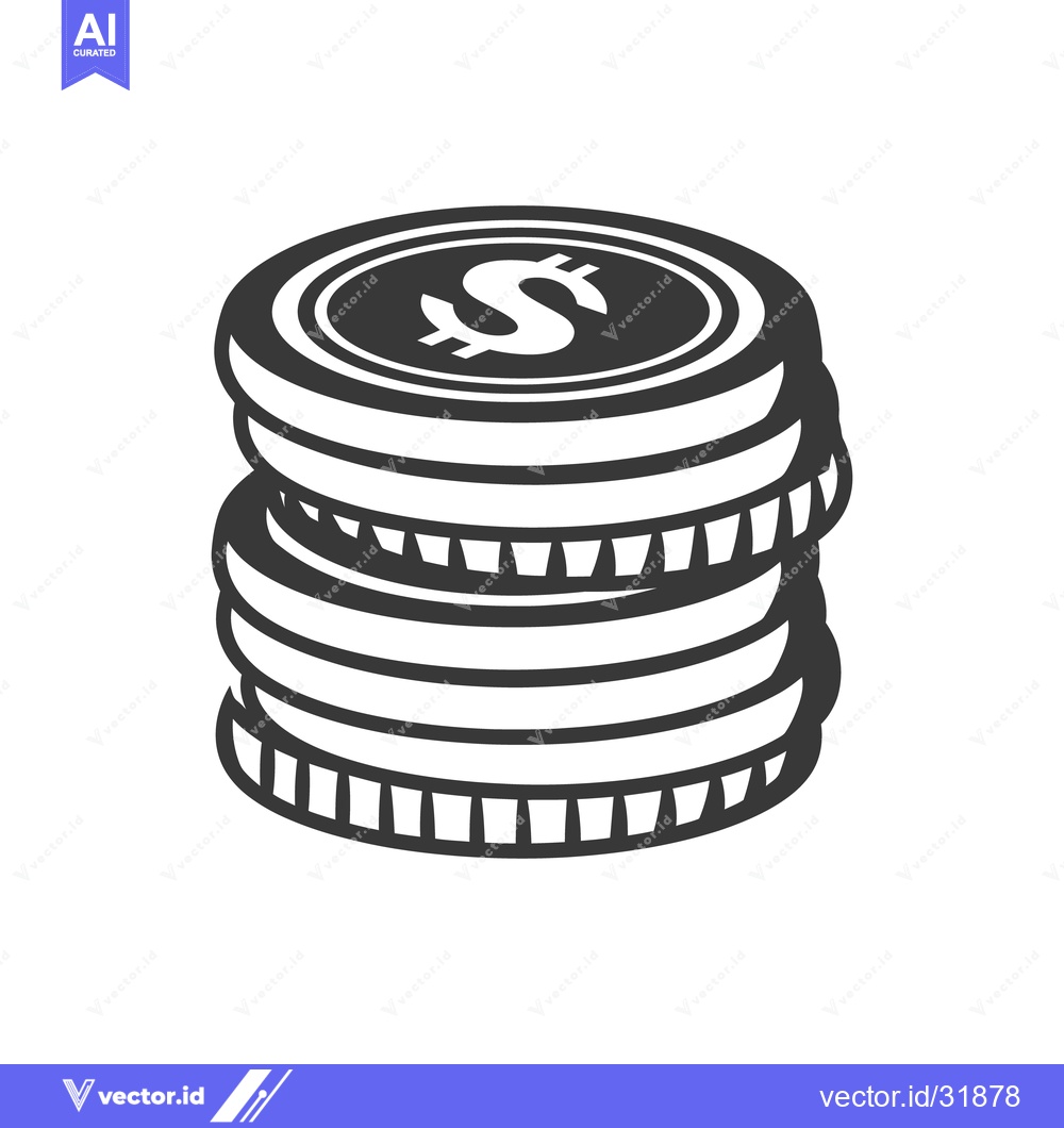 Premium Vector dari A graphic depiction shows a stacked pile of money coins
