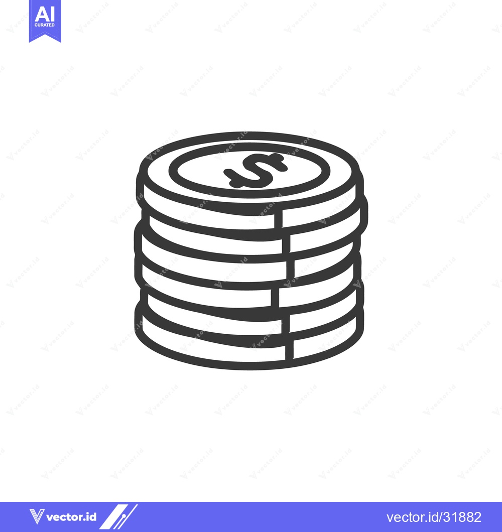 Premium Vector dari A stack of multiple coins is depicted on a white background