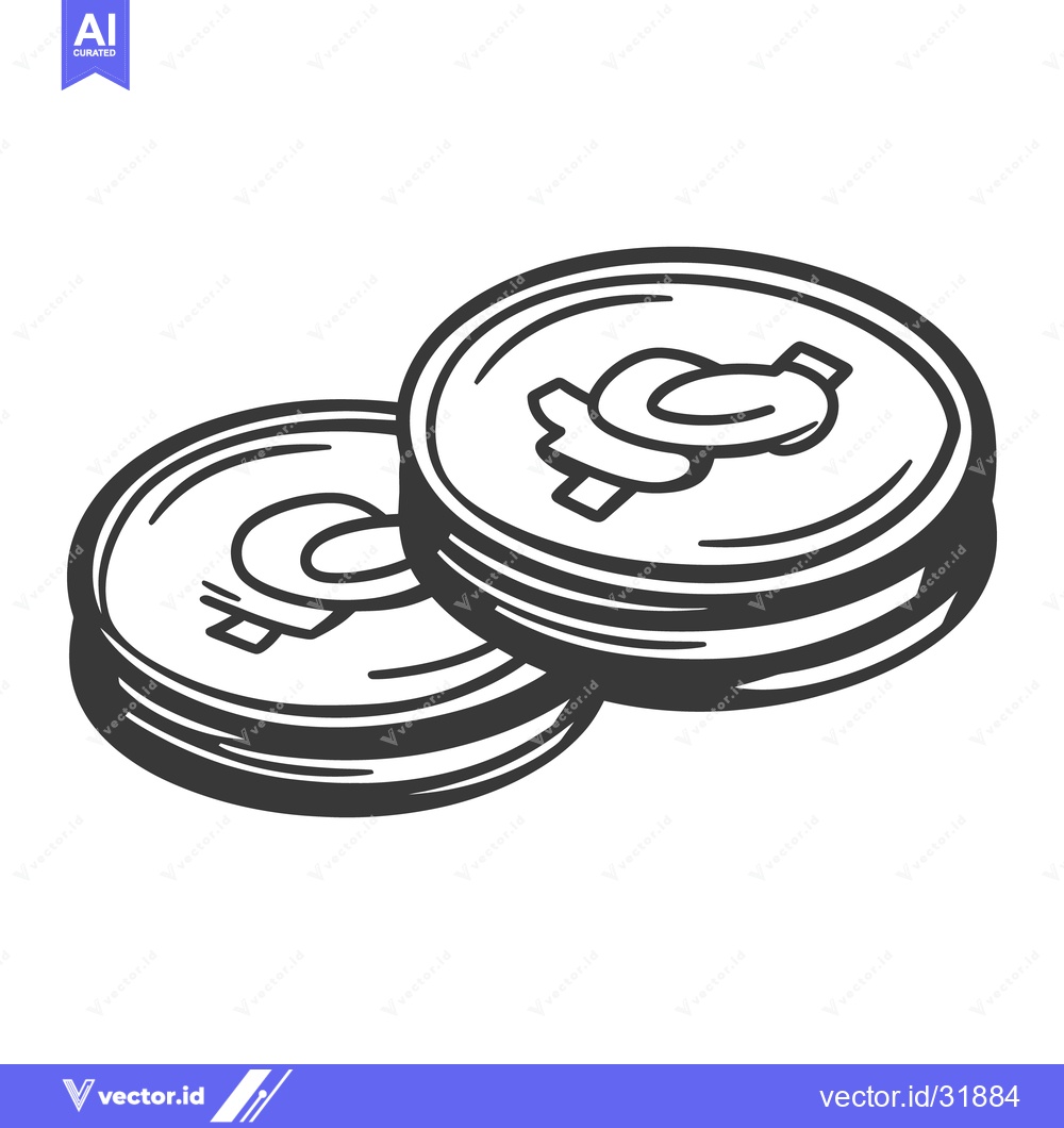 Premium Vector dari Two stylized coin stacks are displayed with minimalist illustrative de