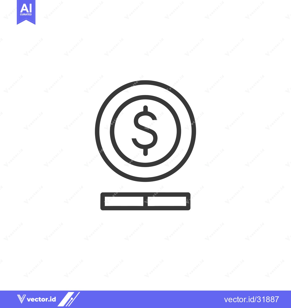 Premium Vector dari Coin with Dollar Sign and Two Bars Below
