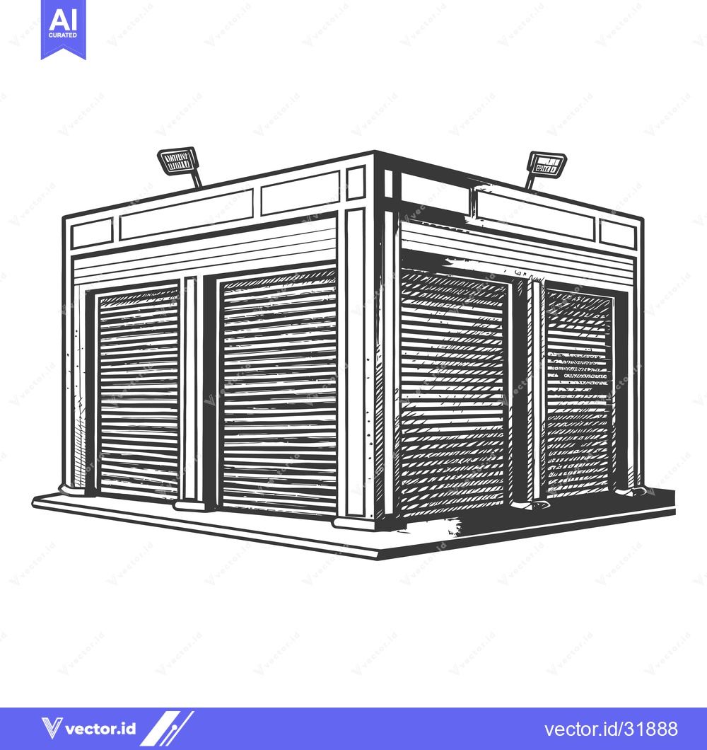 Premium Vector dari A three door kiosk with overhead lighting