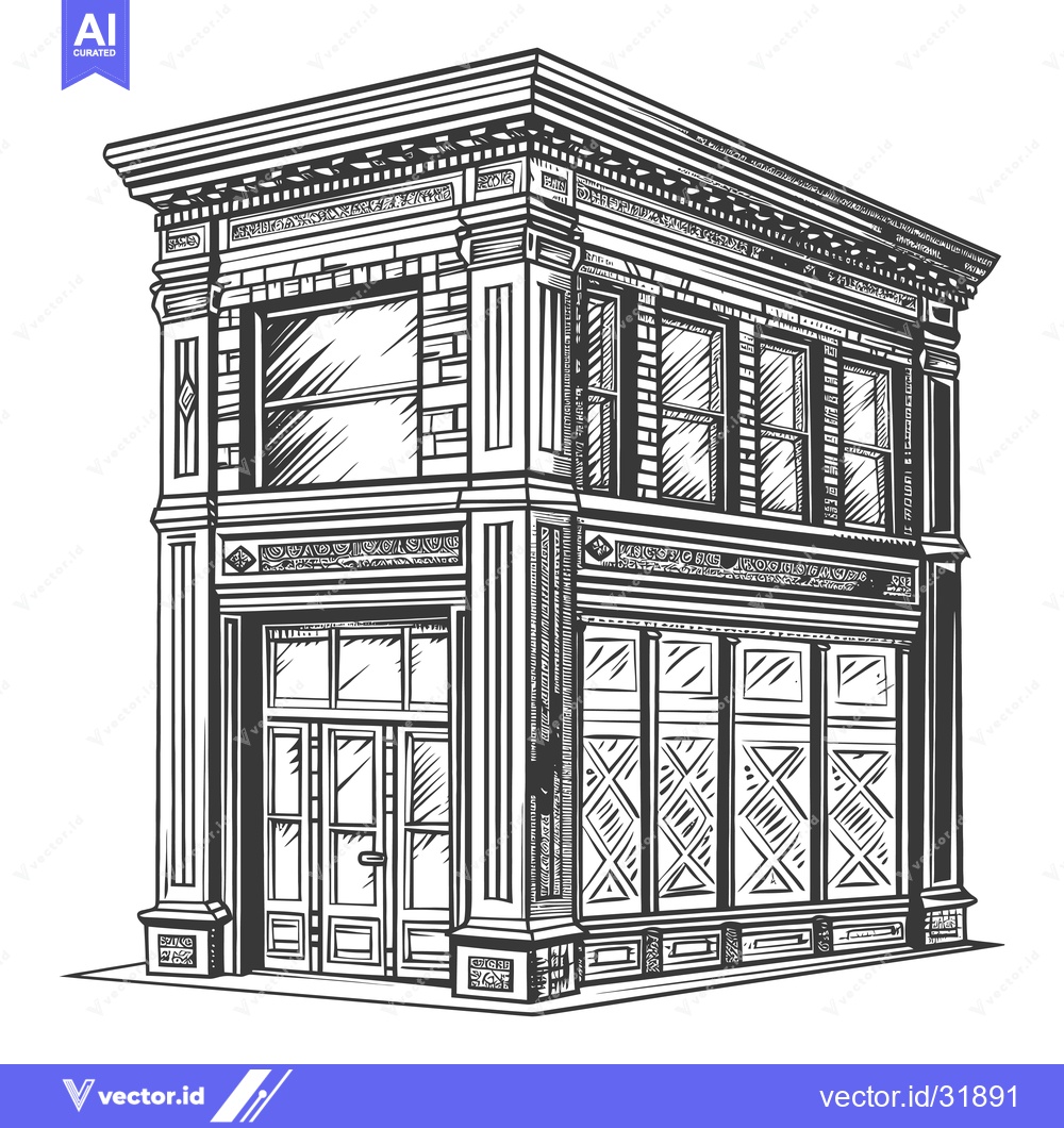 Premium Vector dari Elegant Two Story Commercial Building Architectural Drawing