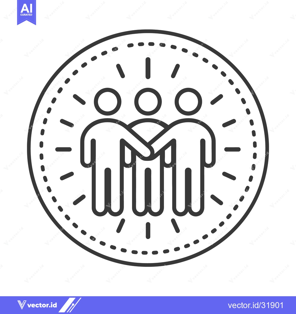 Premium Vector of Three people holding hands inside a circular icon shape