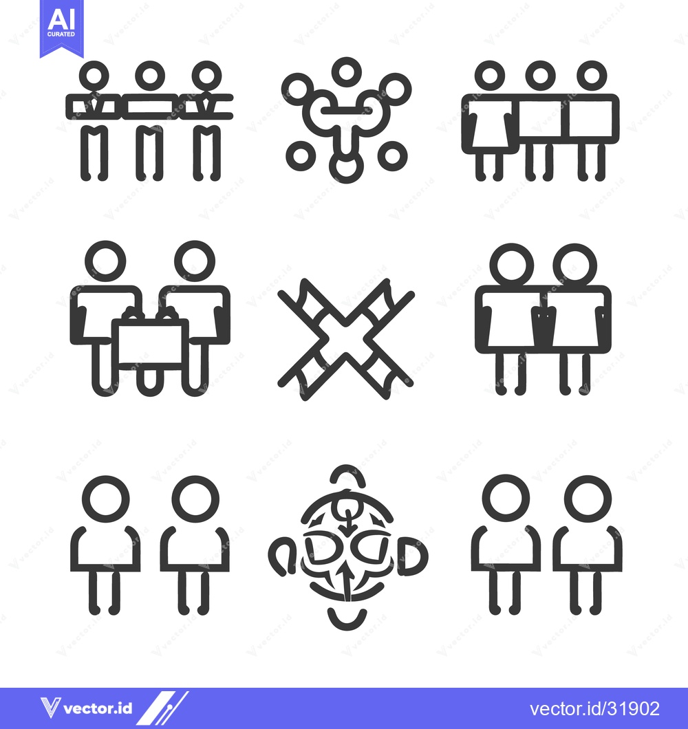 Premium Vector dari Simple line art illustration of various icons representing connections