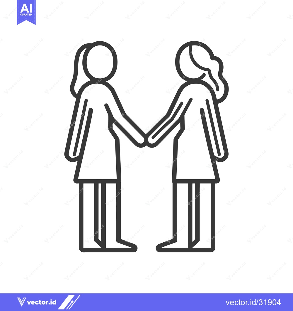 Premium Vector dari Two people holding hands in a simple line illustration