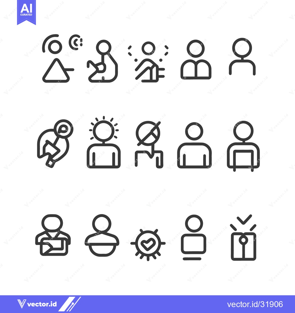 Premium Vector of Simple black line icons depicting various human related activities