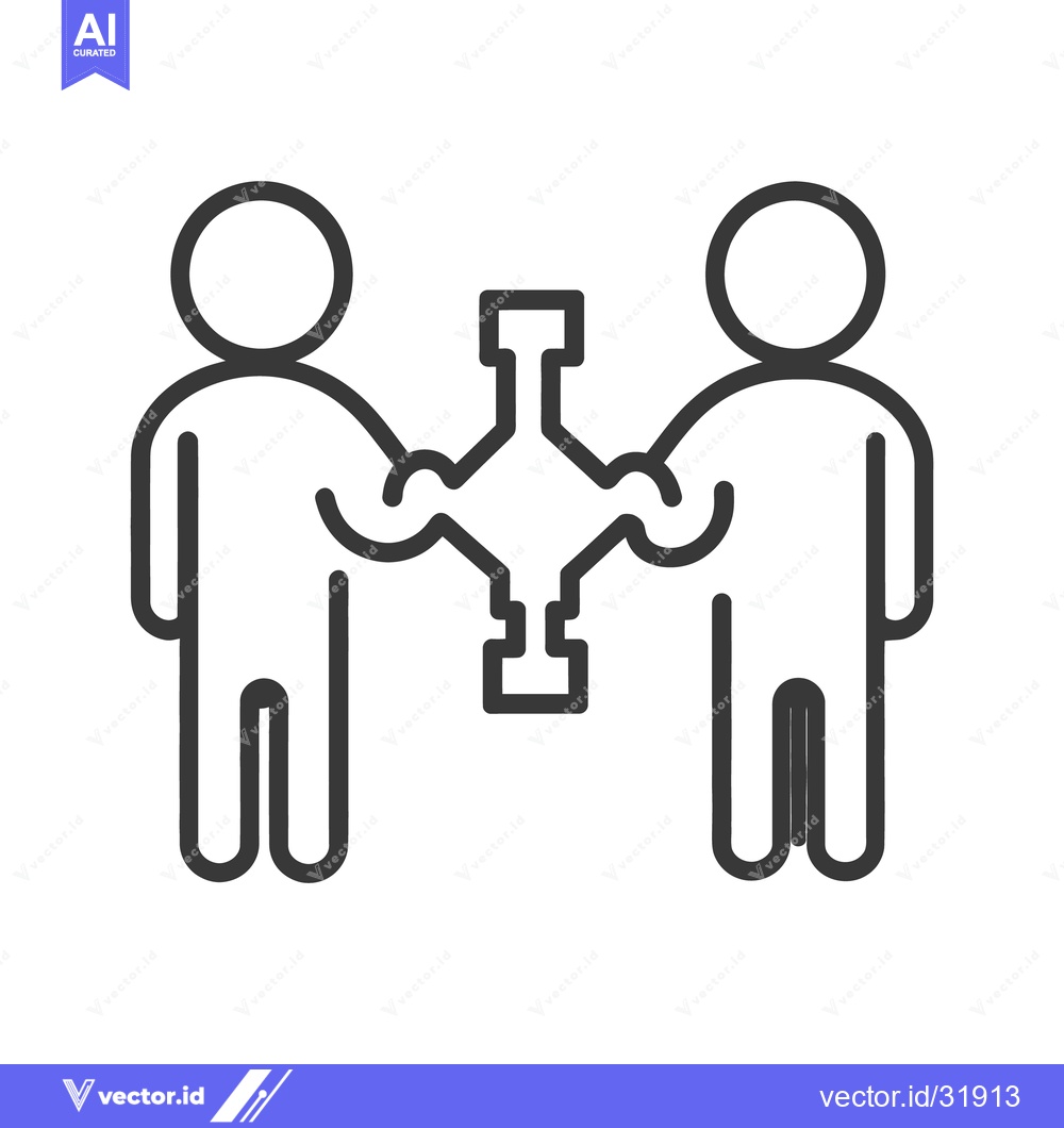 Premium Vector dari Two Figures Collaborating To Hold An Abstract Connected Symbol