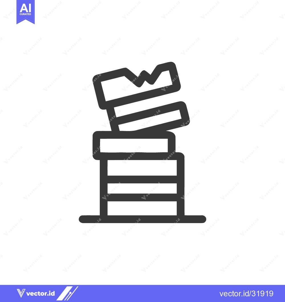 Premium Vector of Stacked Books Icon: Minimalist Design with Overlapping and Broken Book