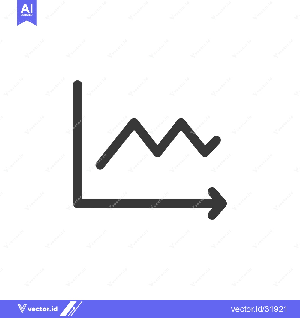 Premium Vector dari Minimalist Line Graph Icon: Fluctuating Data Visualization on White Ba