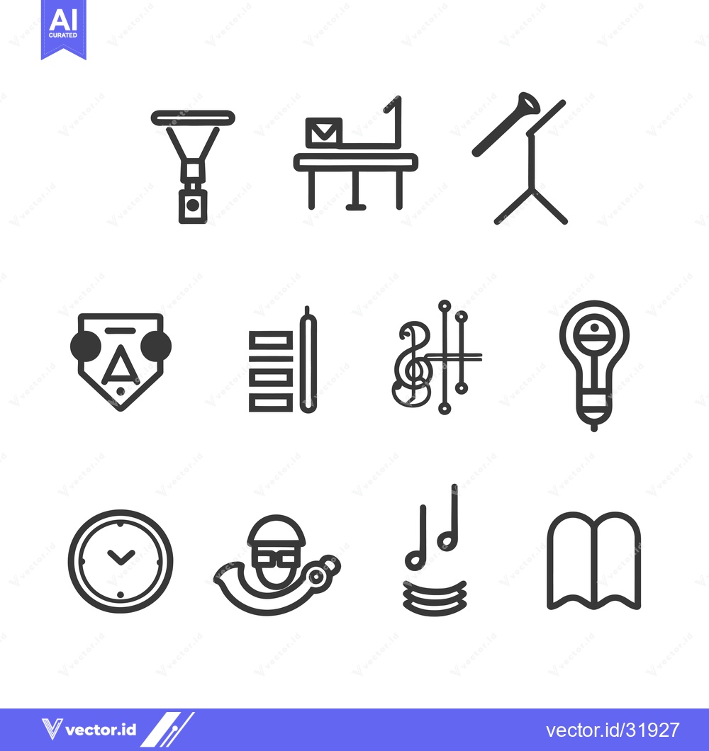 Premium Vector dari Collection of 12 Black and White Line Icons on a White Background