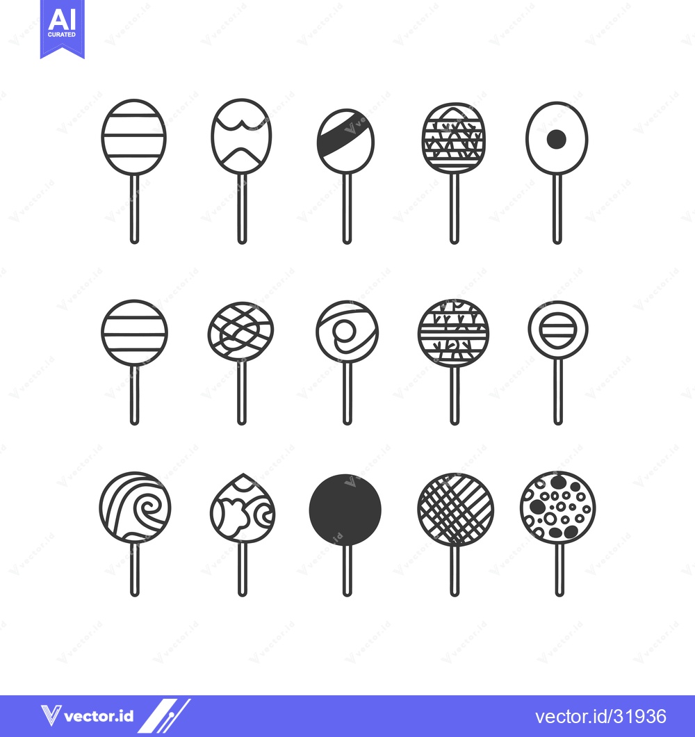 Premium Vector dari Collection of 12 lollipop illustrations with different patterns