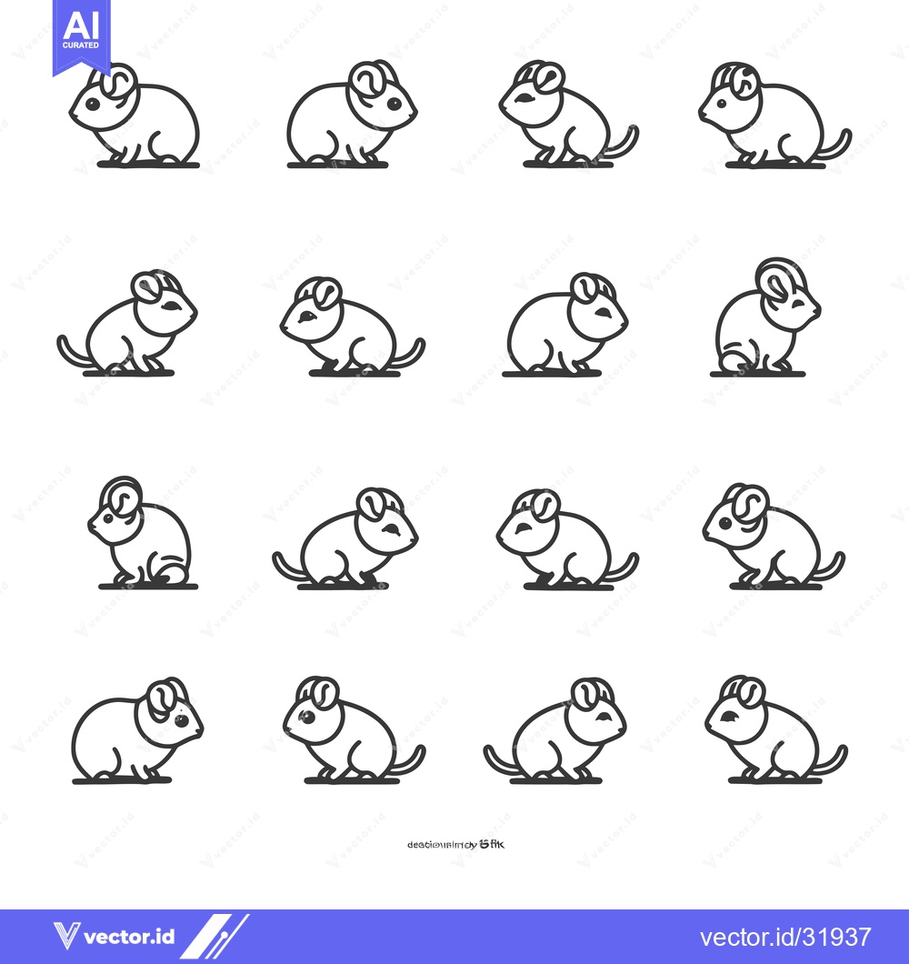 Premium Vector dari Collection of 12 Outline Mouse Illustrations with Big Ears