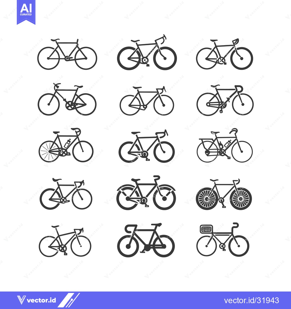 Premium Vector dari Collection of 14 Different Bicycle Silhouettes