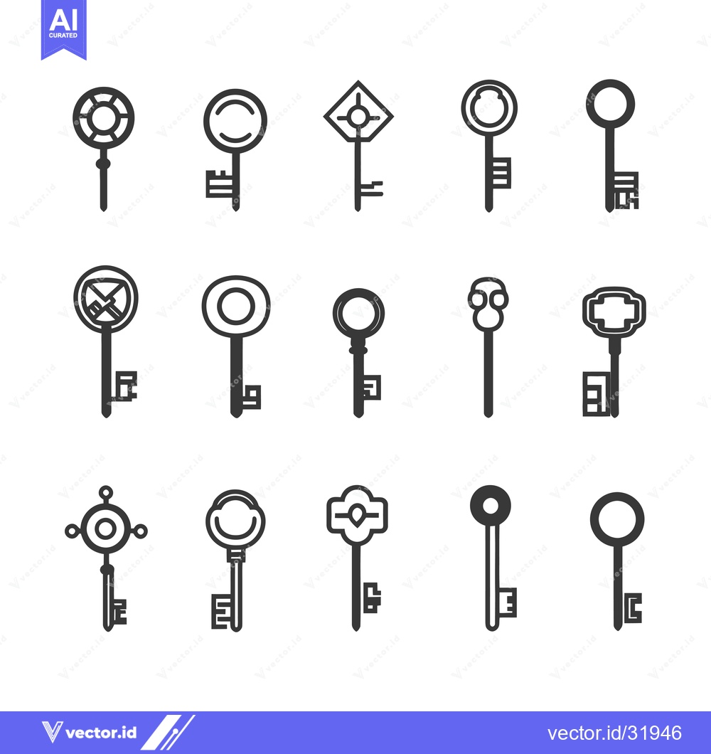 Premium Vector dari Collection of 15 Different Key Icons
