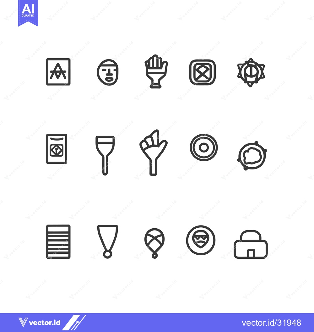 Premium Vector dari Collection of 15 Diverse Line Icons in Black on White Background
