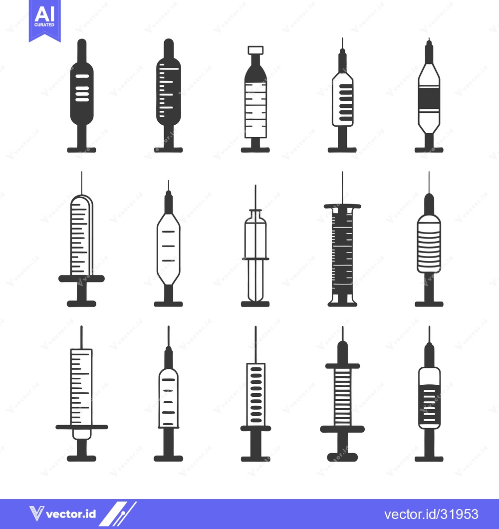 Premium Vector of Collection of 15 Syringe Icons with Different Styles
