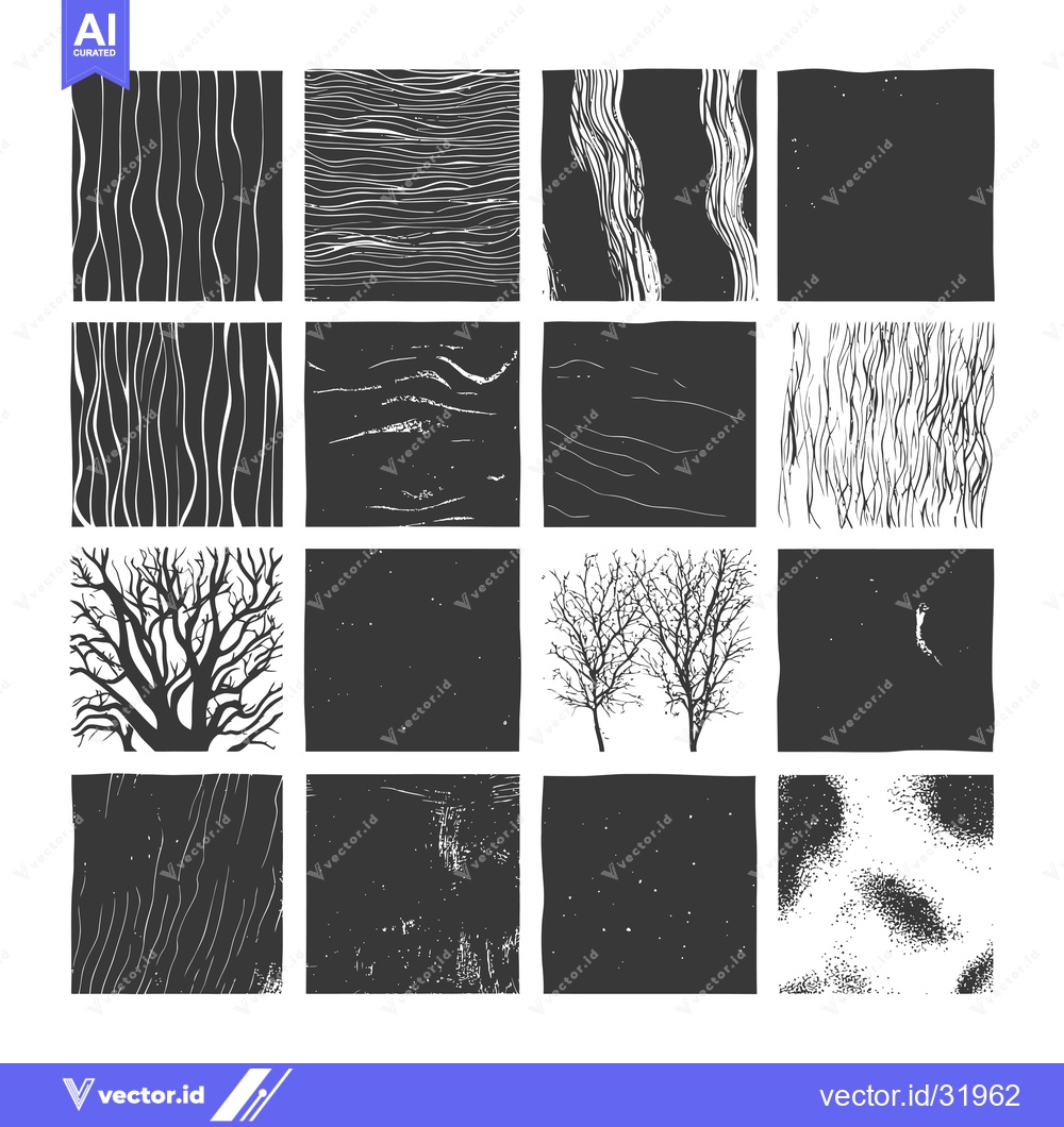 Premium Vector dari Collection of 16 Black and White Texture Squares