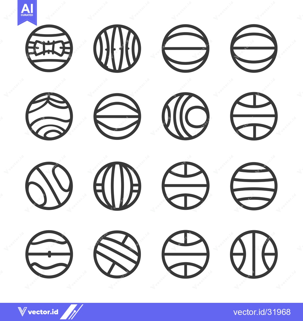 Premium Vector dari Collection of 16 Different Sport Balls Line Icons