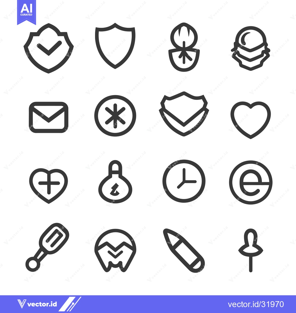 Premium Vector dari Collection of 16 Diverse Line Icons in Black and White
