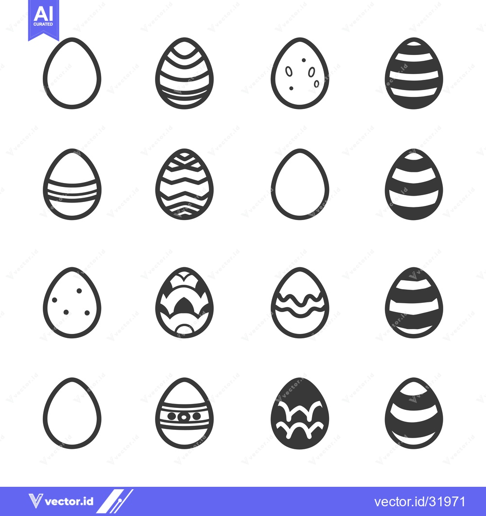 Premium Vector dari Collection of 16 Easter Eggs with Various Designs