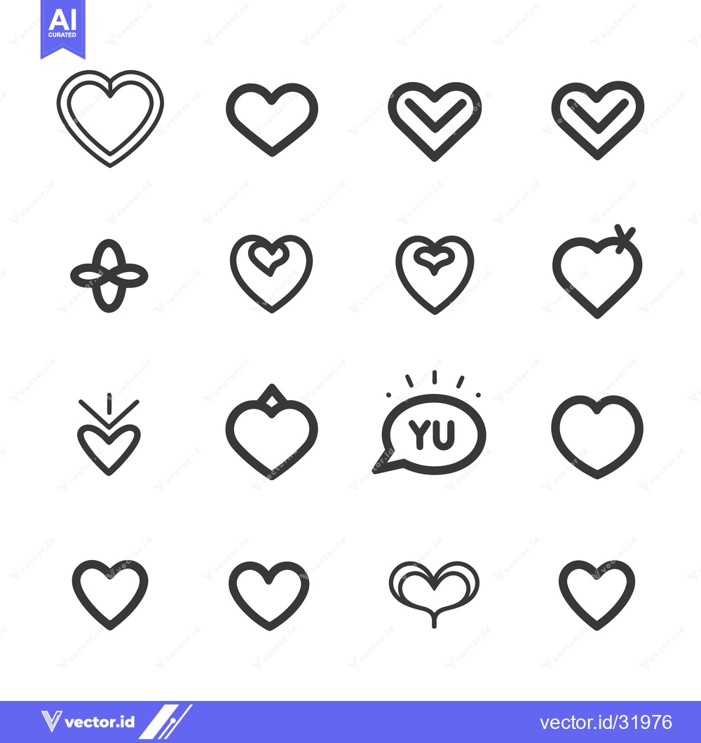 Premium Vector dari Collection of 16 Heart Icon Variations