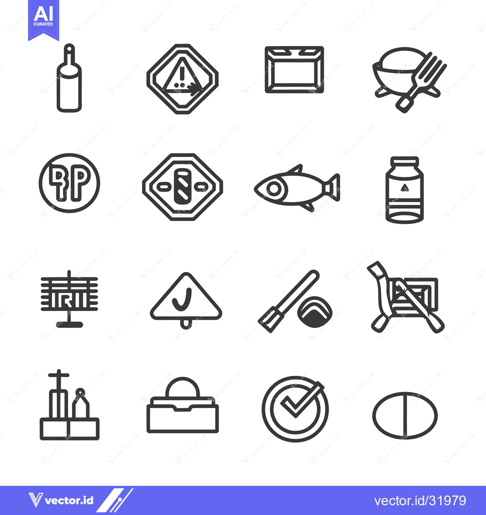 Premium Vector dari Collection of 16 Line Icons for Various Topics