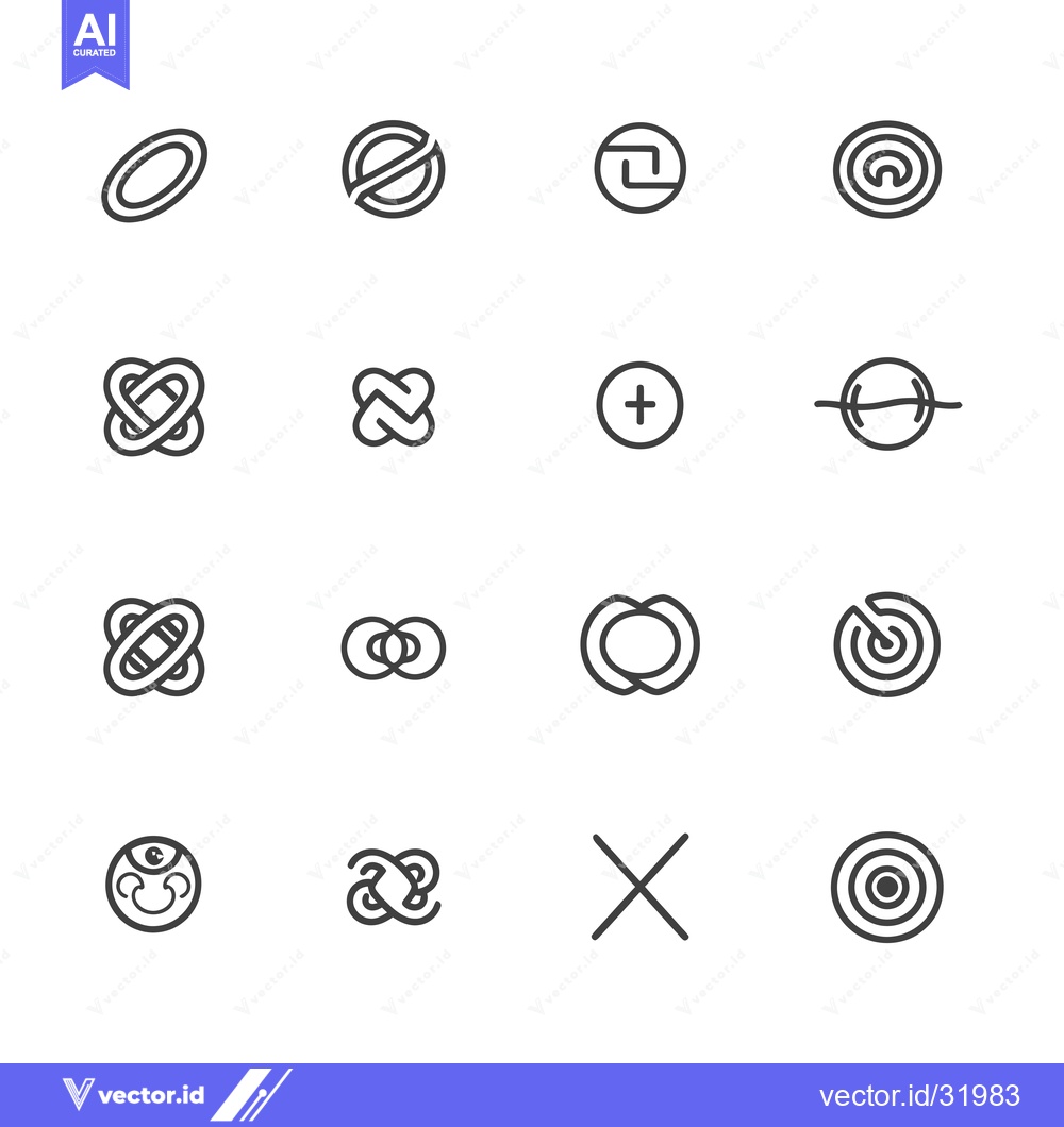 Premium Vector of Collection of 16 Minimalist Line Art Circle Logo Designs