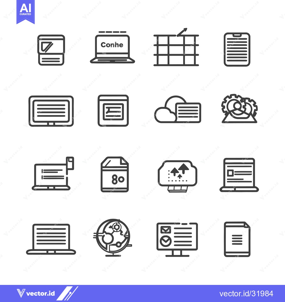 Premium Vector of Collection of 16 Modern Outline Icons for Web Design and Development