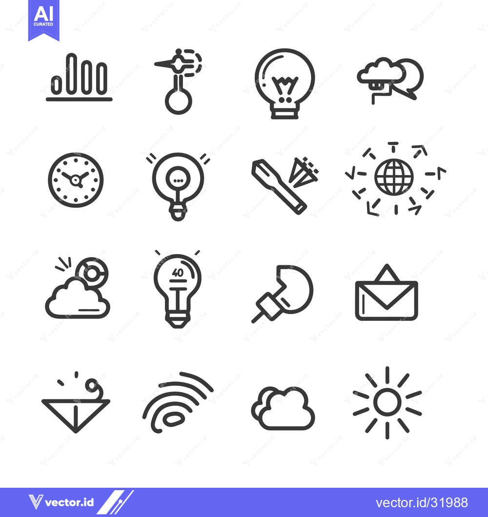Premium Vector dari Collection of 16 Outline Icons Related to Technology, Communication, a