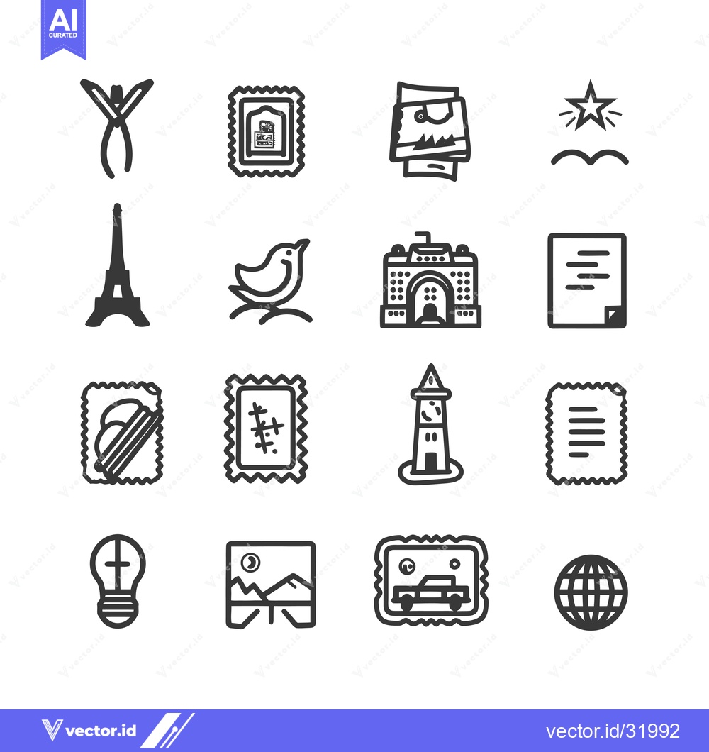 Premium Vector dari Collection of 16 Simple Black and White Icons