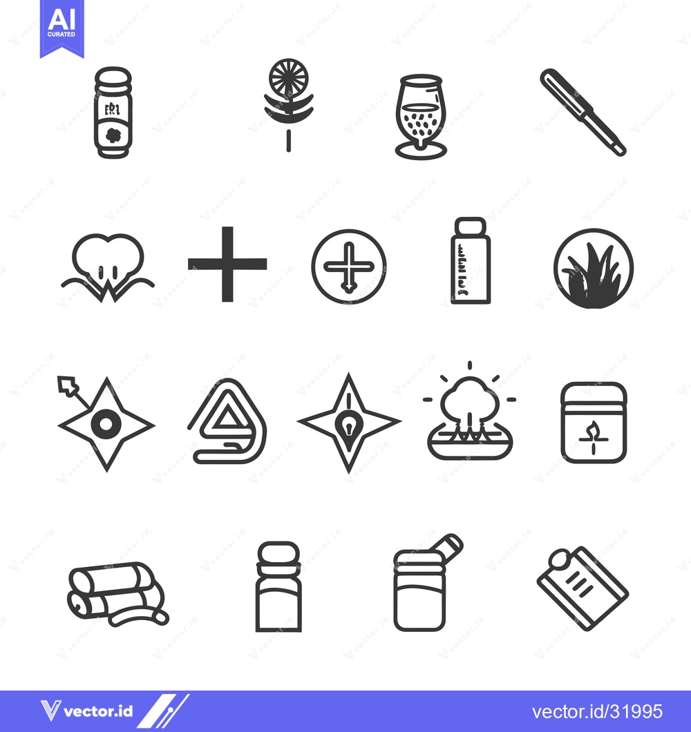 Premium Vector of Collection of 16 Simple Line Icons Related to Nature, Medicine, and De